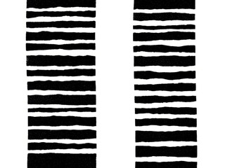 Two black and white striped patterns side by side on isolated white background