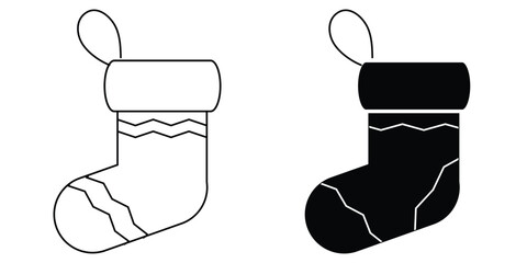 Christmas stocking glyph icon, new year and merry christmas sock vector icon, gift stocking vector graphics, editable stroke sign, lllustration eps 10.