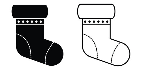 Christmas stocking glyph icon, new year and merry christmas sock vector icon, gift stocking vector graphics, editable stroke sign, lllustration eps 10.