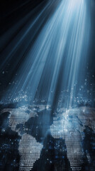 Global map digital world technology background data network abstract light blue ray world connection futuristic design global map digital world