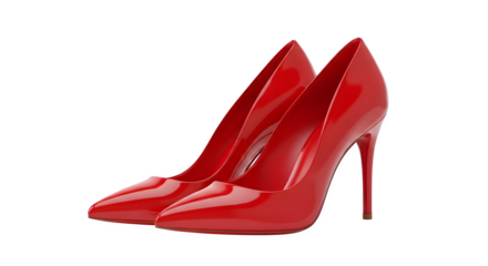 Red high heeled shoes isolated on transparent background