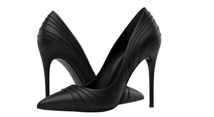 Black high heeled stilettos isolated on transparent background