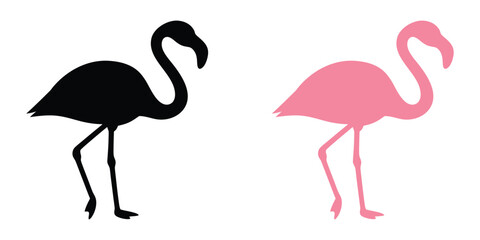 Obraz premium Flamingo vector silhouette, pink flamingo vector illustration, standing flamingo, flamingo clipart