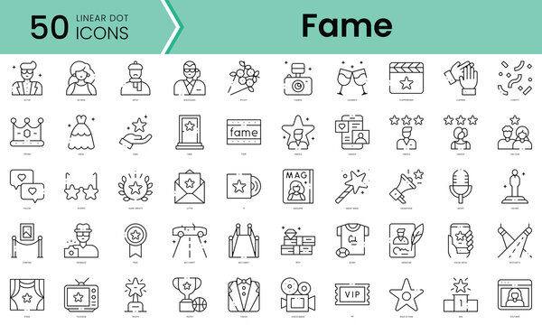 Set of fame icons. Line art style icons bundle. vector illustration