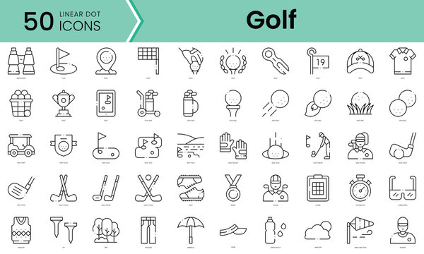 Set of golf icons. Line art style icons bundle. vector illustration
