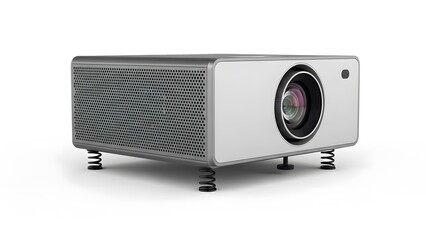 Obraz premium Grey projector with springs on a clean white background