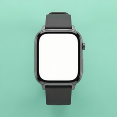 Modern Smartwatch with Black Band on Green Background