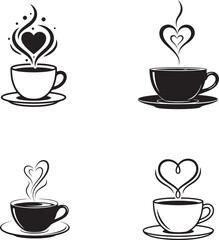 A charming collection of coffee cups featuring heartwarming steam designs, perfect for a cozy feeling