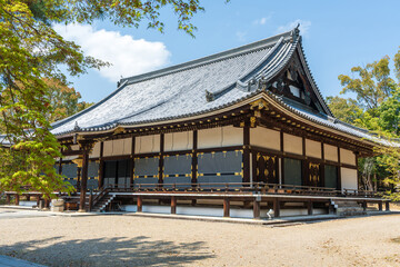 Kyoto, Japan - April 14, 2025 : The Golden Hall Kondo, Japanese National Treasure, at Ninna-ji Temple, a UNESCO World Heritage Site.