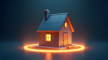 3D render of house surrounded by glowing shield, property safety