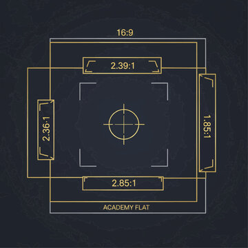 vector showing cinematic frame guides and aspect ratio