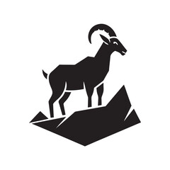 Obraz premium Flat Style Mountain Goat Alpine Wildlife Silhouette