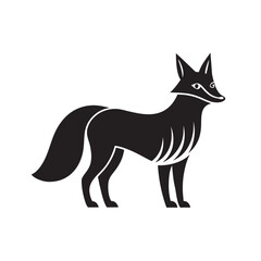 Flat Style Red Fox Clever Forest Silhouette