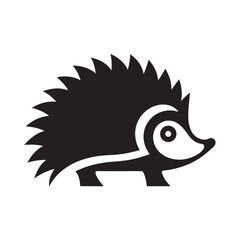 Flat Style Hedgehog Walking Forest Animal Silhouette