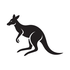 Flat Style Kangaroo Jumping Australian Animal Silhouette