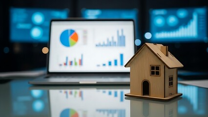 Analyzing real estate market trends on laptop screen