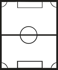 Soccer Field Layout, Football Pitch Diagram, Empty Football Field with Goalposts and Center Circle for Match Play, Football Ground Vector Illustration © Rubel