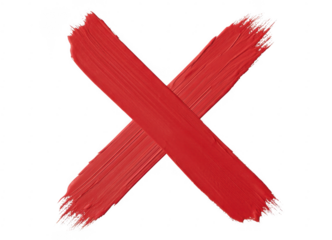 Red paint X mark cross isolated on a transparent background