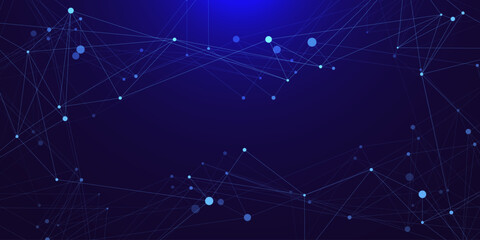Fototapeta premium Futuristic network connection with plexus or connecting dots and lines. Medical, molecule, biology, chemistry, science and technology background. Vector