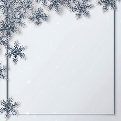 Snowflakes adorning a blank winter-themed frame with subtle falling snow
