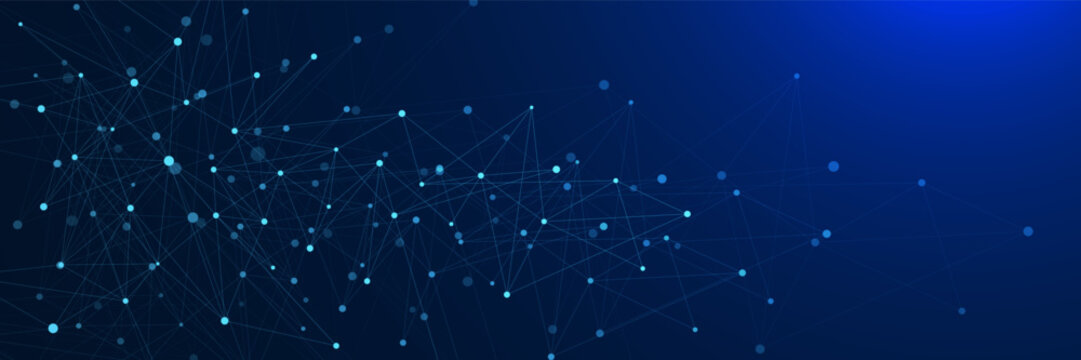 Global network connection structure with connecting dots and lines. Big data visualization. Suitable for social network communication, science and technology. Vector