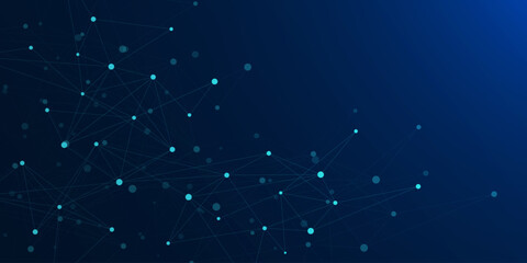 Molecular structure, genetic engineering and scientific research. Futuristic connecting dots and lines. Design for healthcare, medicine, innovation technology and science. Vector