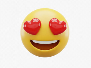 Happy face with heart eyes isolated on transparent background