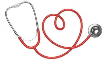 Red stethoscope isolated medical isolated on a transparent background