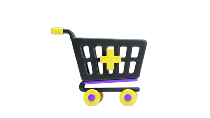 Shopping Cart with Plus Sign - Online Shopping Concept