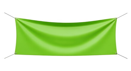 Green vinyl banner mockup isolated on white background, perfect for showcasing your designs and messages in a clean and professional manner