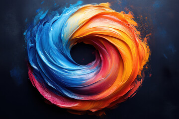 Colorful swirl painted in bright colors.