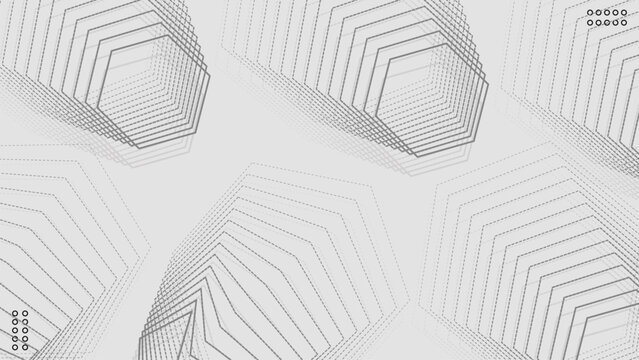 Elegant hexagones dashed lines pattern isolated on gray banner background illustration