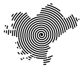 Naklejka premium Symbol Map of the Region Ege (Turkey) showing the region with a black spiral line