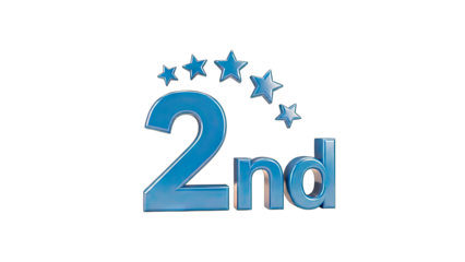 Second Place Symbol with Stars on White Background