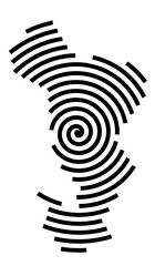 Symbol Map of the Region Mayotte (France) showing the region with a black spiral line