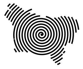 Symbol Map of the Region Picardie (France) showing the region with a black spiral line