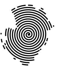 Symbol Map of the Region Poitou-Charentes (France) showing the region with a black spiral line