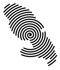 Symbol Map of the Region Martinique  (France) showing the region with a black spiral line