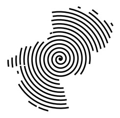 Symbol Map of the Region Pays de la Loire (France) showing the region with a black spiral line