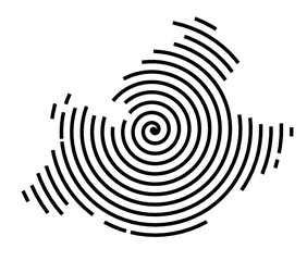 Symbol Map of the Region Provence-Alpes-Cote d&rsquo;Azur (France) showing the region with a black spiral line