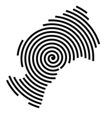 Symbol Map of the Region Grad Zagreb (Croatia) showing the region with a black spiral line