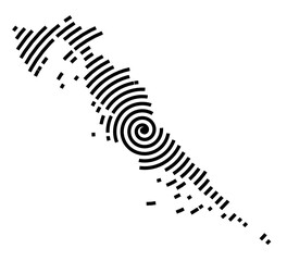 Symbol Map of the Region Jadranska Hrvatska (Croatia) showing the region with a black spiral line