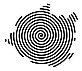 Symbol Map of the Region Del-Dunantul (Hungary) showing the region with a black spiral line