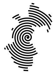 Symbol Map of the Region Nyugat-Dunantul (Hungary) showing the region with a black spiral line