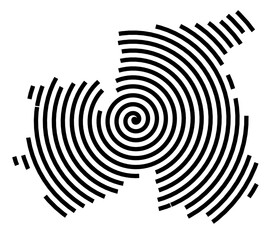 Symbol Map of the Region Koezep-Dunantul (Hungary) showing the region with a black spiral line