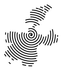 Symbol Map of the Region Northern and Western (Ireland) showing the region with a black spiral line