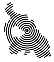 Symbol Map of the Region Pest (Hungary) showing the region with a black spiral line