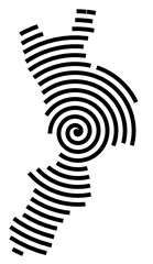 Symbol Map of the Region Calabria (Italy) showing the region with a black spiral line
