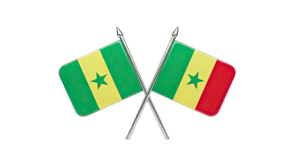 Senegal Flags Crossed on White Background