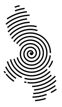 Symbol Map of the Region Kirikkale, Aksaray, Nigde, Nevsehir, Kirsehir (Turkey) showing the region with a black spiral line